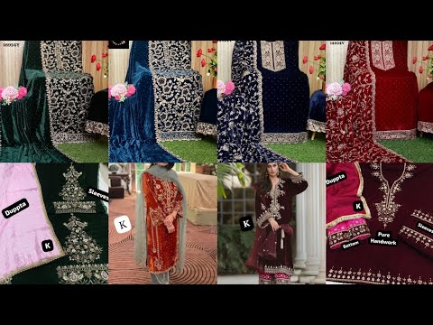 वैलवेट के सूटों के नए नए डिजाइन।।low price velvet suit collection. party wear suit collection