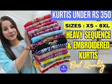 Latest Partywear Kurti Haul Starting 225 ✨Shopsy Sequence & Embroidery Special Kurti/kurta haul