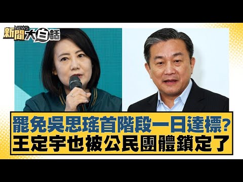 罷免吳思瑤首階段一日達標？王定宇也被公民團體鎖定了【新聞大白話】20250112-3｜黃揚明 葉元之 毛嘉慶