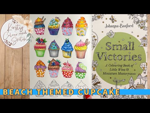 Beach themed cupcakes ~ Colour along  in Johanna Basford Small Victories