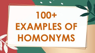 100+ Examples of Homonyms || English Grammar | #education #english #englishlearning #englishgrammar