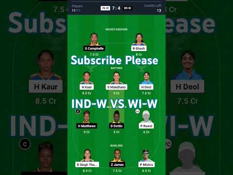 IND -W vs WI-W ODI Dream11 Prediction| Dream11 Team of Today Match| IND W vs WI W Dream11 Prediction