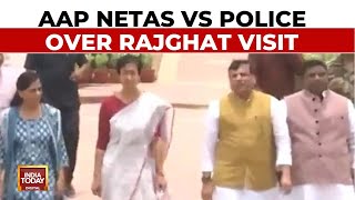 Delhi Minister Atishi & Kejriwal's Wife Sunita Kejriwal Reach Rajghat, Clash With Delhi Police