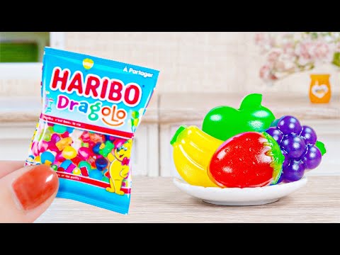 Yummy Miniature Colorful Haribo Dragolo From Fruit 🍓🥭🍇🥝 | Sweet Miniature Rainbow Fruit Jelly Making