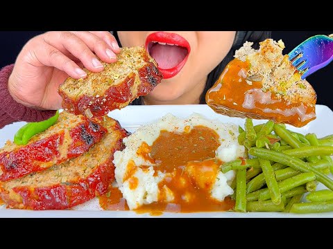 ASMR MEATLOAF, MASH POTATO, GRAVY AND GREEN BEANS | MUKBANG | ASMR PHAN