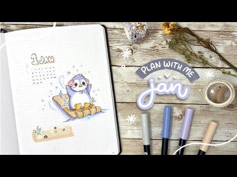 PLAN WITH ME! January 2023 Bullet Journal Setup 🐧