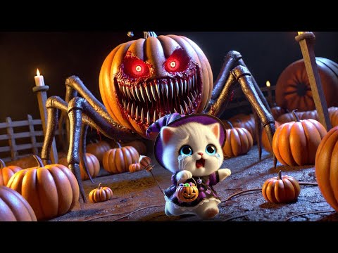 Kittens and Halloween Horror Night 😿🎃#cat #ai #catlover #catvideos #cutecat #aicat