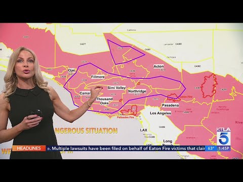 Extreme fire danger returns to Los Angeles area - Tuesday 1 p.m. Forecast