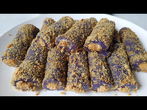 Ube peanut tikoy rolls