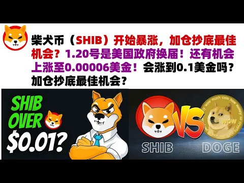 柴犬币（SHIB）开始暴涨，加仓抄底最佳机会？1.20号是美国政府换届！还有机会上涨至0.00006美金！会涨到0.1美金吗？加仓抄底最佳机会？#shib币#柴犬币#屎币行情分析！