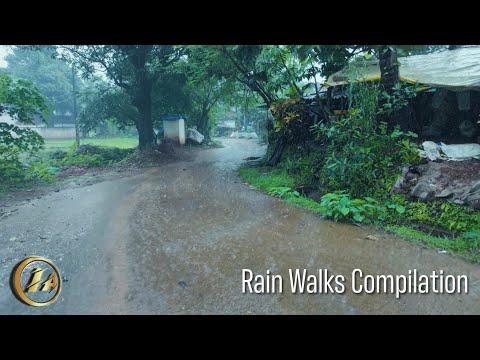 Beautiful Village Rain Walks Compilation | Heavy Rain Sound for Instant Stress Relief