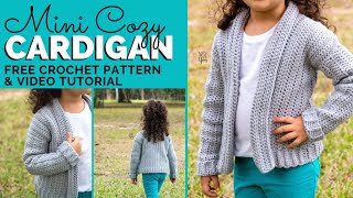 Mini Cozy Cardigan - FREE Kids Sweater Crochet Pattern for Beginners by Yay For Yarn