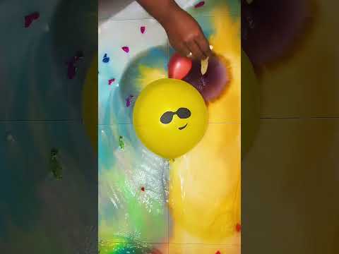 Various water color balloon emoji 😎 Pop reverseing asmr #asmr #shortvideo