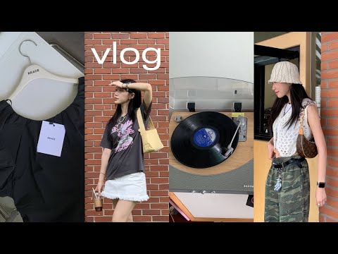 vlog✴︎ 날이 좋아서 계속 나가고 싶었어🌿 맘에 드는 여름코디 가득, LP랑 사랑에 빠졌구🎧 RRACE 레이스, 인사일런스, 솔티페블, 직장인데일리룩, 일상브이로그