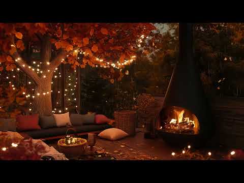 Chill Autumn Porch Ambience 🎃 Jazz, Pumpkin Carving & Rain for Cozy Moments 🍁