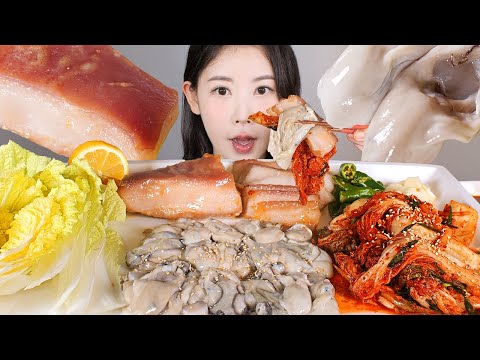 왔어 왔어 드디어 햇굴이 왔어🦪✨ 생굴 껍항정수육 겉절이 굴보쌈 먹방 [eating show] mukbang korean food