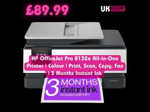 HP OfficeJet Pro 8132e All-in-One Printer | Print, Scan, Copy, Fax | 3 Months Instant Ink £89.99