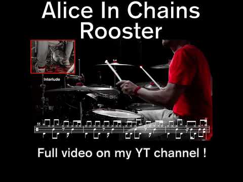 Alice In Chains - Rooster - Drum cover (with scrolling drum sheet) #drumcover #drumscore