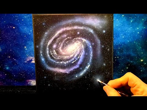 SPIRAL GALAXY acrylic painting airbrush, artist brushes