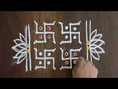 काळाआड होत चाललेल्या आजीच्या काळातील 4 रांगोळी | 6×6 Dots Rangolis | 4 Traditional Rangolis #swastik