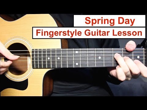 BTS - Spring Day | Fingerstyle Guitar Lesson (Tutorial) How to play Fingerstyle