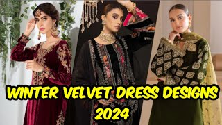 Winter Velvet Dress Designs 2024