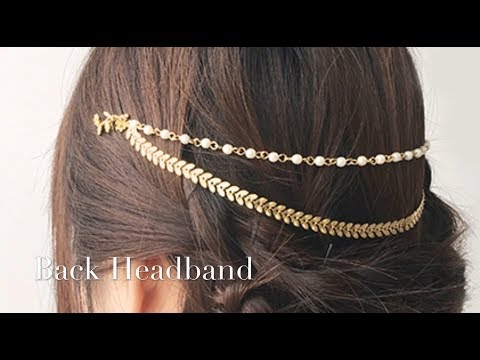 How to make a cute back headband | DIY accessory /葉とパールのバックカチューシャ