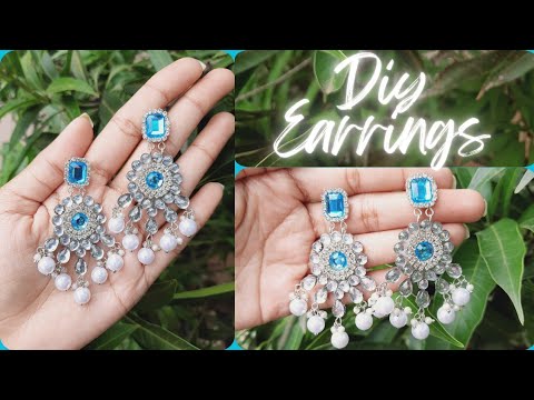 Diy silver Stones Earrings | Full Tutorial | How to make Earrings | Diy Crafts with Minnie