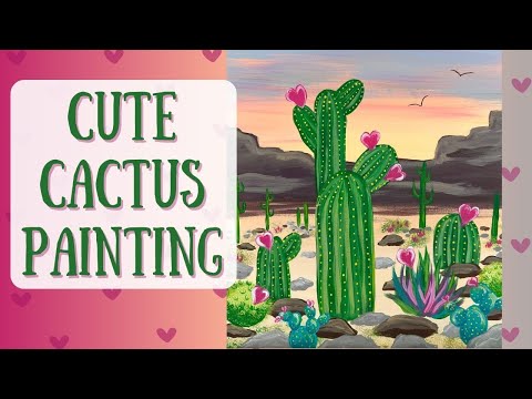 Cute Cactus Painting for Beginners| Step by Step Acrylic Painting Tutorial