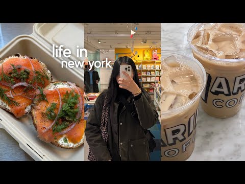 nyc vlog | apollo bagels, cafe hopping, walks at central park, trying tiktok viral swedish candy