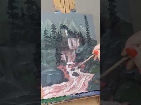 waterfall painting #waterfall #landscape #art #tutorial #tiktok #artwork #painting #acrylic