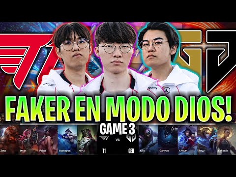 FAKER ACTIVA SU MODO DIOS CON AKALI!😱 | T1 vs GEN Game 3 SEMIFINAL WORLDS 2024 LVP ESPAÑOL