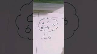 How to draw a apple tree। part 1।  #tree #treedrawingeasy