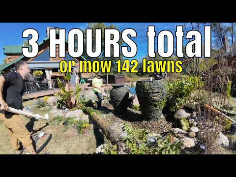 MOW 142 lawns or install 1 fountain in 3 hours