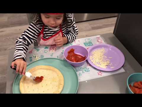 Adorable 2 Year Old Zoey Making and Eating Pizza!