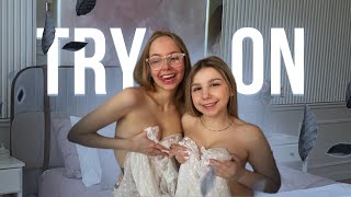 [4K USA] TRANSPARENT WHITE BODYSUIT TRY ON HAUL WITH RILEY&JUDY (FISHNET SEE THROUGH)