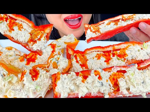 ASMR GIANT PEPPERS STUFFED WITH TUNA | MUKBANG | EATING SOUNDS | ASMR PHAN