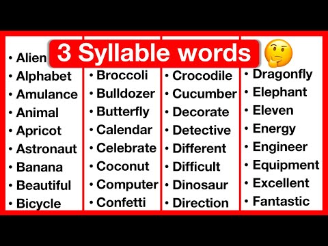 3 Syllable Word List 🤔 | Syllables in English | Types of Syllables | Learn with examples