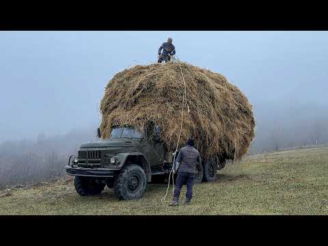 Hard Hand work in Mountains: Harvesting Tons of Hay and Making Rural Cheese