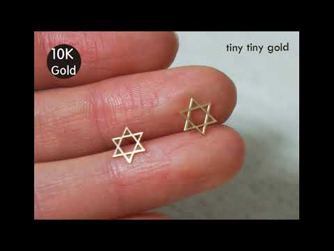 tinytinygold l 10K Solid Gold Magen David Stud Earrings