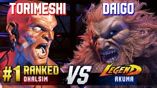 SF6 ▰ TORIMESHI (#1 Ranked Dhalsim) vs DAIGO (Akuma) ▰ High Level Gameplay