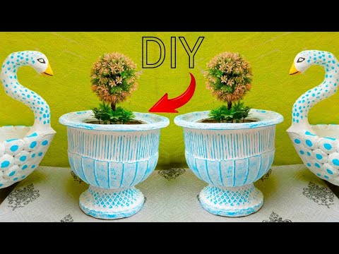 AMAZING cement craft ideas - Simple way to make beautiful plant pots for your garden