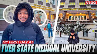 My first Day At TVER STATE MEDICAL UNIVERSITY RUSSIA 🤩 || MBBS DIARIES - 9