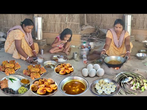 Assam Bengali village cooking | egg curry and water lily bhaji recipe | cooking and eating