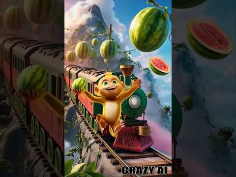 Monkey Steers Watermelon Train 🚂🍉 | Funniest Ride Ever! || #shorts #viralvideo  #funny #crazyai