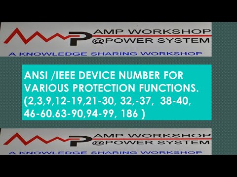 SESSION 4 ( WORKSHOP-1)  : ANSI/IEEE  DEVICE NUMBER FOR  VARIOUS  PROTECTION FUNCTIONS