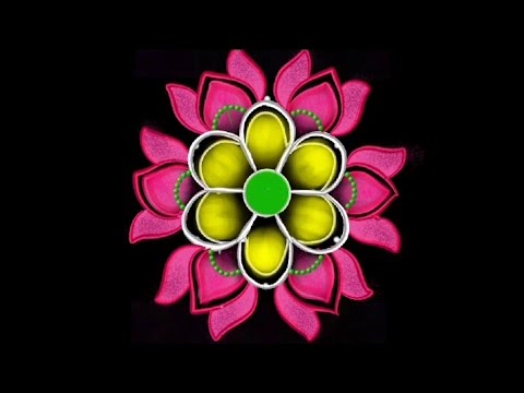 Lotus kolam beautiful easy simple//Lotus muggulu//flowers rangoli new @ChaithrasChaithra-uw3mq