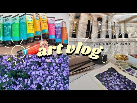 painting flower bush tutorial | art vlog | ✨ Beginners tutorial 🌻 ✨