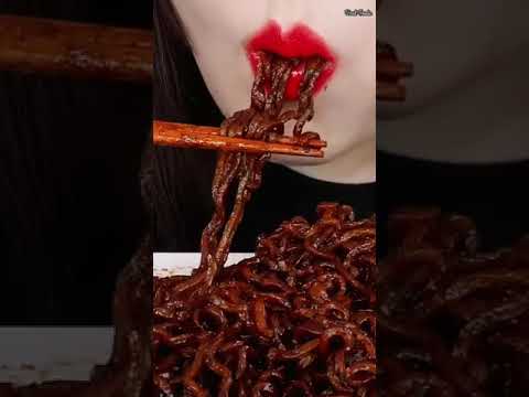 Asmr Eating Spicy Black Bean Noodles| Fire Noodles🔥🥵#shorts