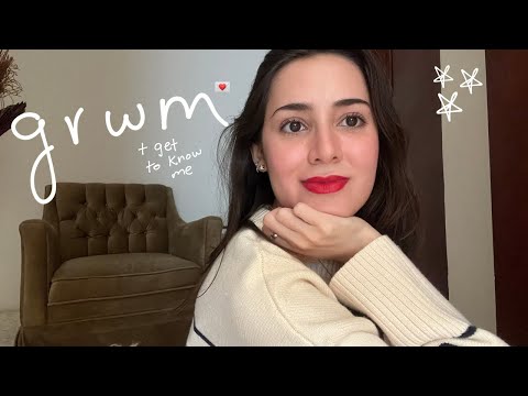 get to know me 💌 !! grwm (my red lip)